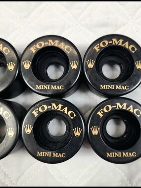 FO-MAC Mini Mac Clay Roller Skate Wheels Black with Gold Logo Set of 8